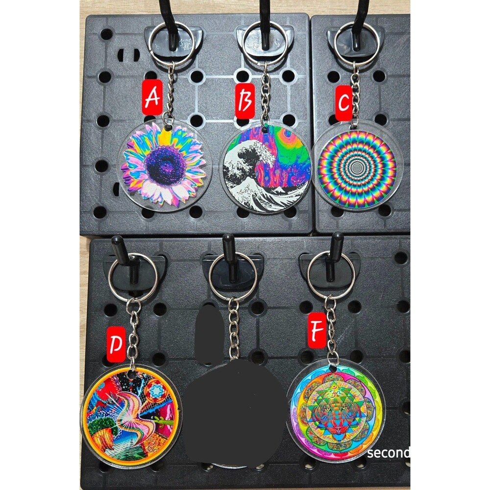 Psychedelic Keychain Lot – Set of 5 Trippy Boho Art Keychains